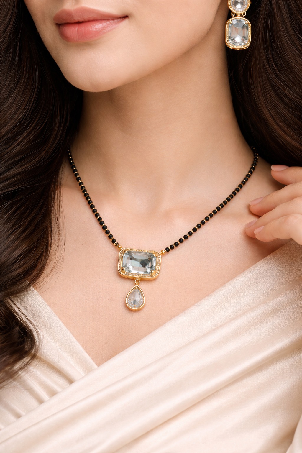 Rajsi Crystal Mangalsutra & Earring Set