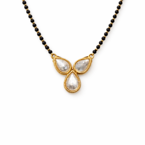 TriDrop Crystal Mangalsutra – Elegant Teardrop Pendant Necklace