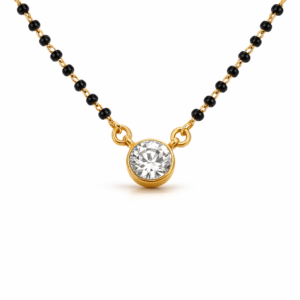 Simple Stone Mangalsutra with Gold Bezel Pendant