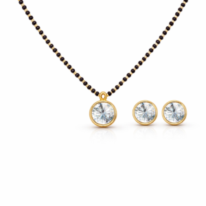 Equal Shine Solitaire Mangal Sutra Set with Stud Earrings