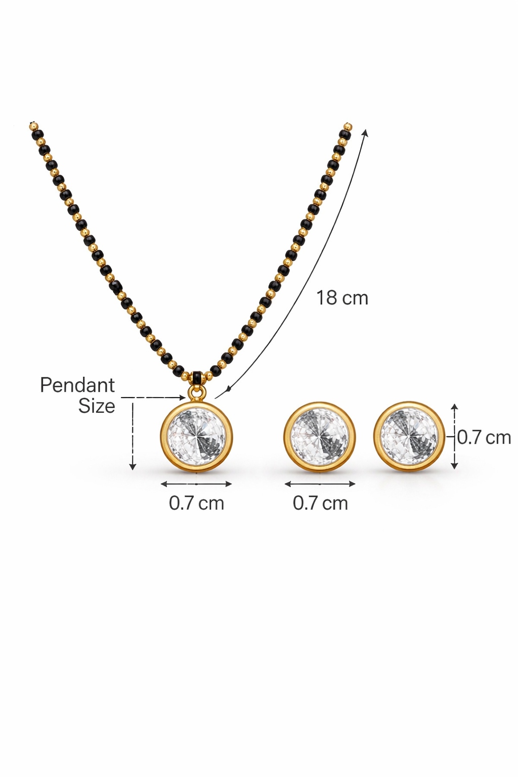 Equal Shine Solitaire Mangal Sutra Set with Stud Earrings