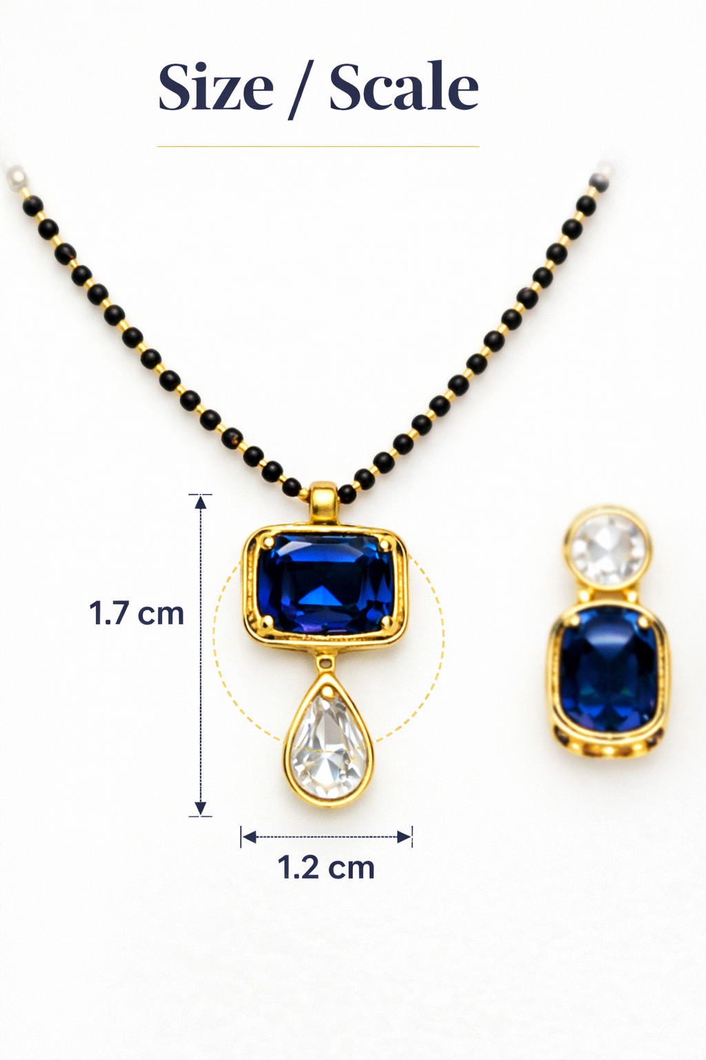 Royal Sapphire Drop Mangal sutra Set with Stud Earrings