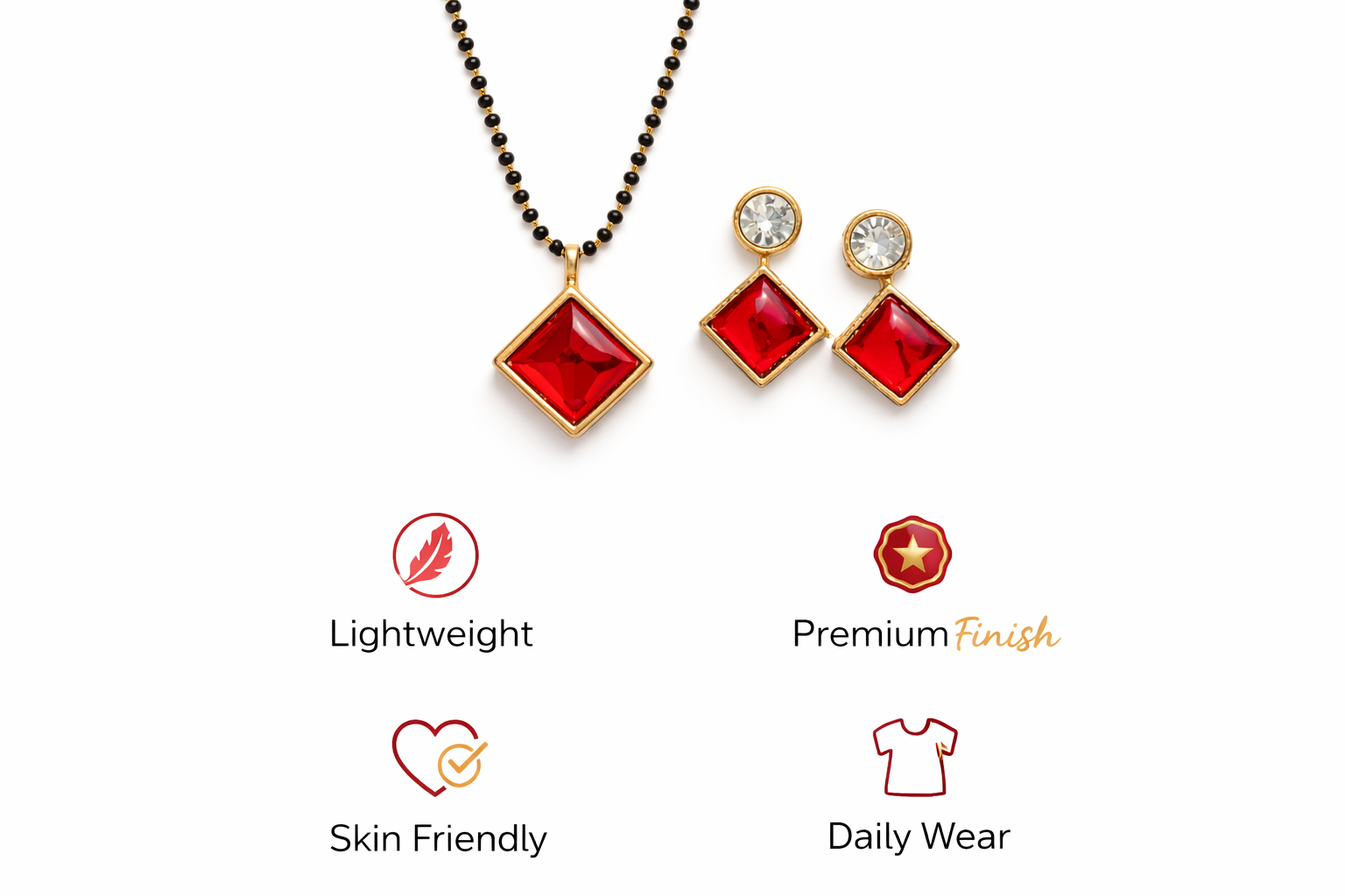 Ruby Radiance Square Mangal sutra Set