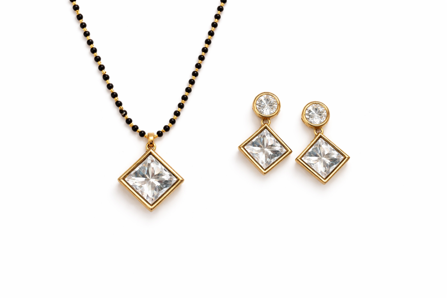 Crystal Aura Square Mangal sutra Set