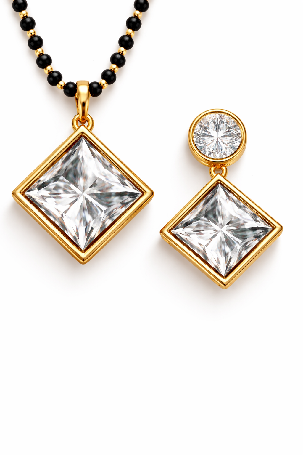 Crystal Aura Square Mangal sutra Set