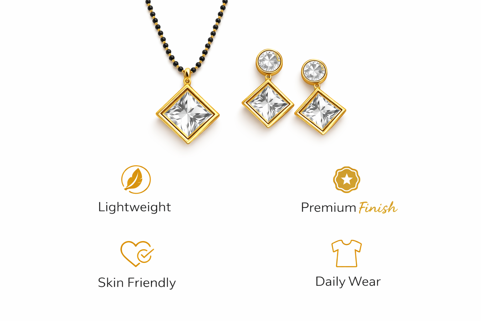 Crystal Aura Square Mangal sutra Set