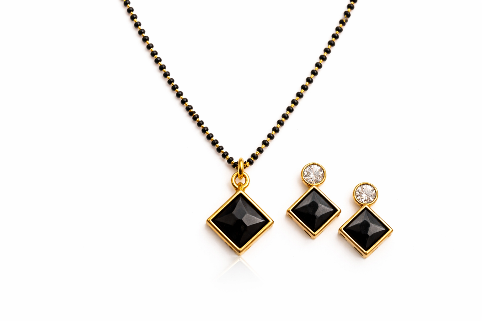 Noir Elegance Square Pendant Mangal sutra Set