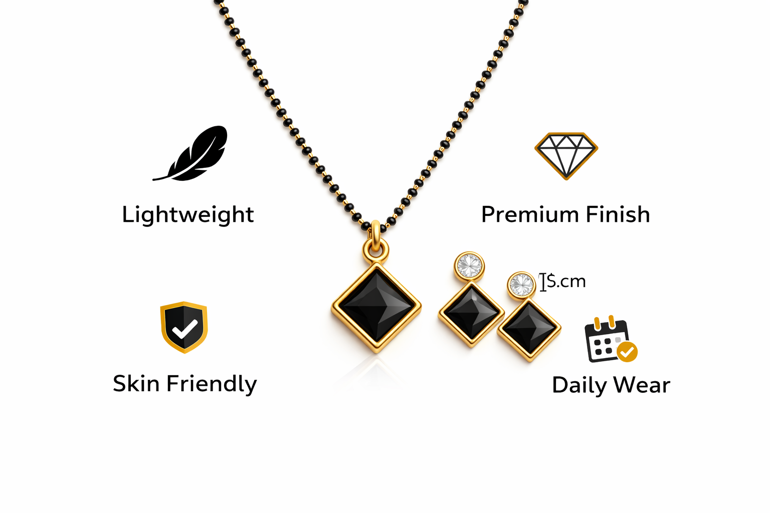 Noir Elegance Square Pendant Mangal sutra Set