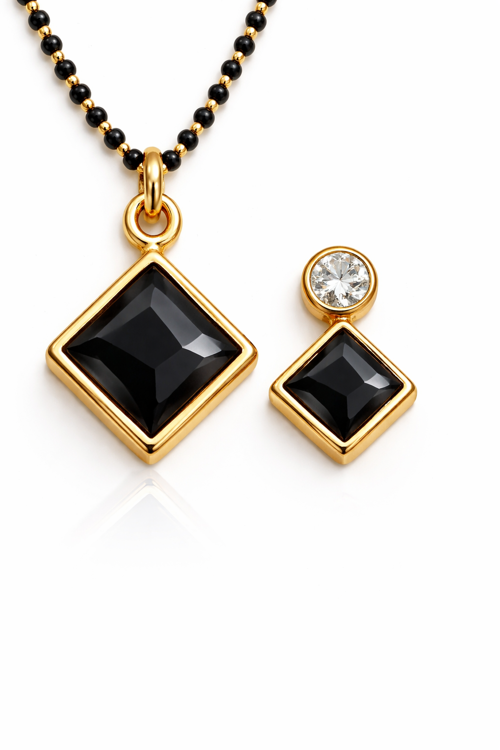 Noir Elegance Square Pendant Mangal sutra Set