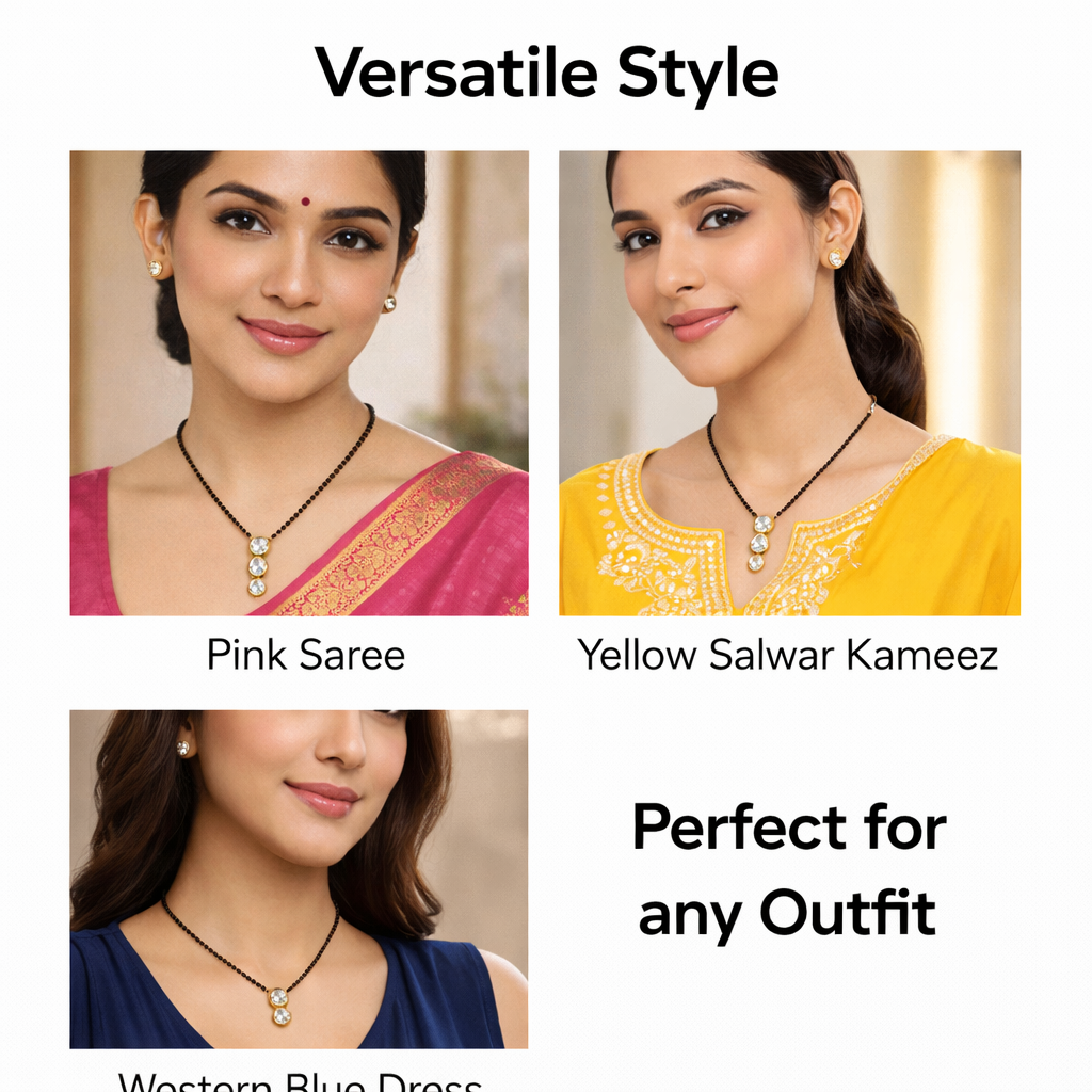 Royal Trio Crystal Mangal sutra Set