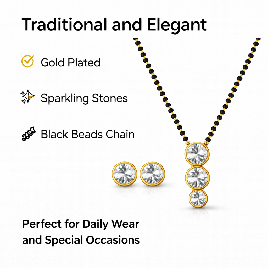 Royal Trio Crystal Mangal sutra Set