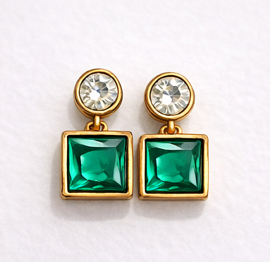 Classic Green Stone Mangal sutra with Earrings
