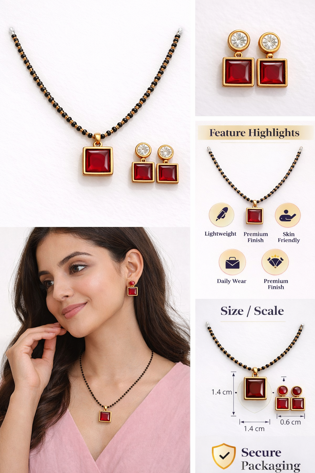 Royal Red Square Charm Set