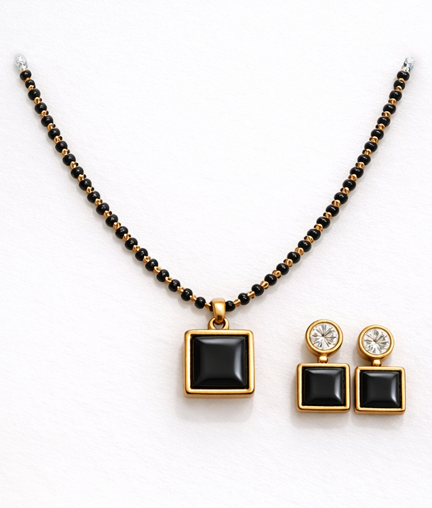 Royal Black Square Charm Set
