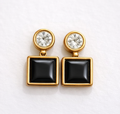 Royal Black Square Charm Set