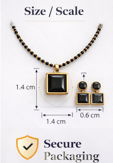 Royal Black Square Charm Set