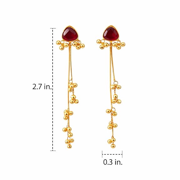 Ruby Drop Minimal Tassel Earrings