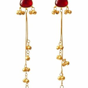 Ruby Drop Minimal Tassel Earrings