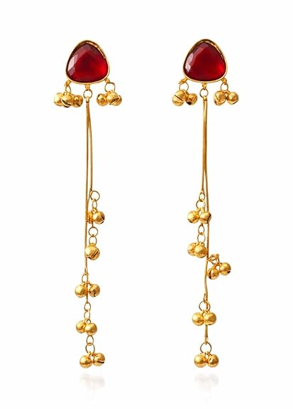 Ruby Drop Minimal Tassel Earrings