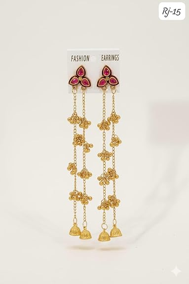 Kashmiri Gulnaar Chain Jhumki Earrings