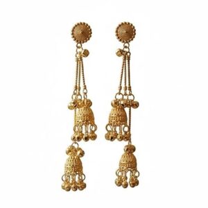 Royal Double Jhumki Chain Drop Earrings