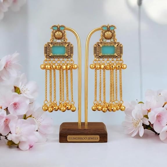 Kashmiri Aqua Royal Tassel Jhumka