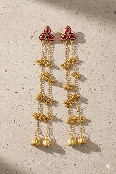 Kashmiri Gulnaar Chain Jhumki Earrings