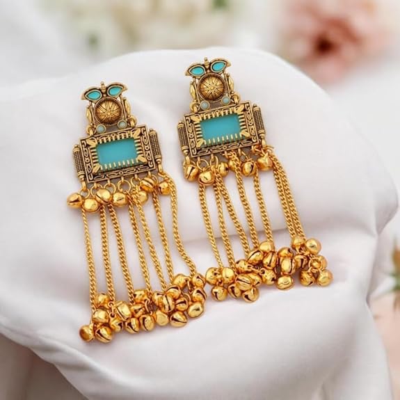 Kashmiri Aqua Royal Tassel Jhumka