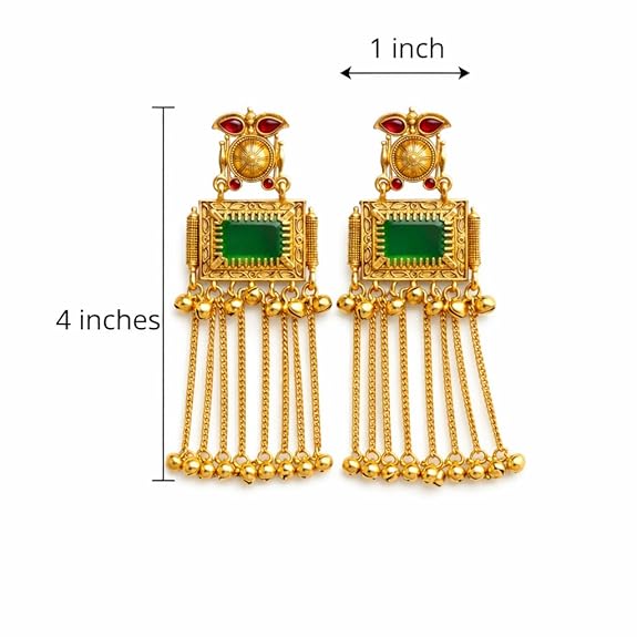 Kashmiri Royal Emerald Kundan Tassel Jhumka