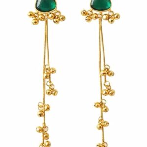 Emerald Drop Minimal Tassel Earrings