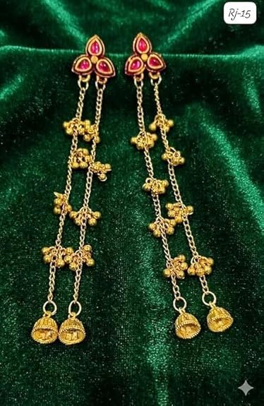 Kashmiri Gulnaar Chain Jhumki Earrings