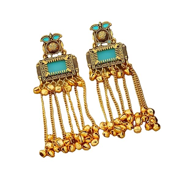 Kashmiri Aqua Royal Tassel Jhumka