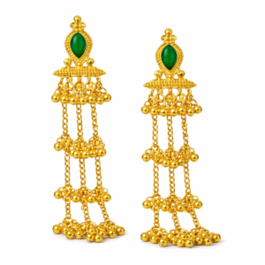 Kashmiri Emerald Drop Layered Jhumka Earring