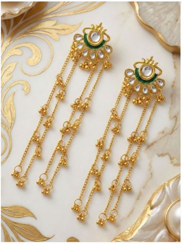 Kashmiri Emerald Chand Tassel Earrings