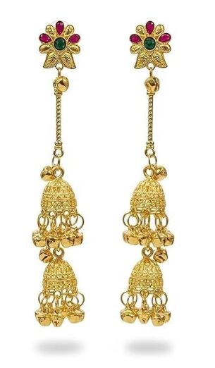 Ruby Teardrop Long Tassel Earrings