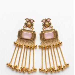 Kashmiri Blush Kundan Tassel Jhumka Earrings
