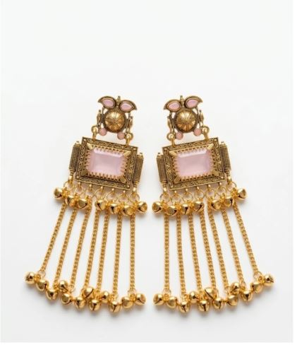 Kashmiri Blush Kundan Tassel Jhumka Earrings