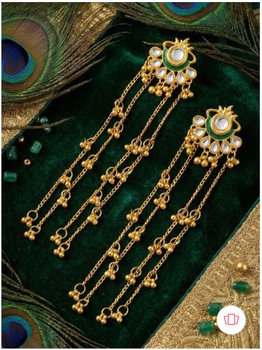 Kashmiri Emerald Chand Tassel Earrings