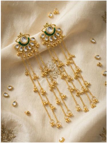 Kashmiri Emerald Chand Tassel Earrings