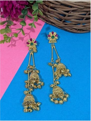Ruby Teardrop Long Tassel Earrings