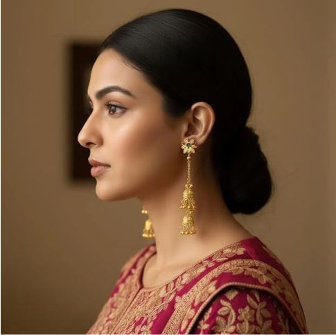 Ruby Teardrop Long Tassel Earrings